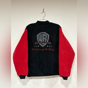 Rare VTG WARNER BROS. Studios Entertaining The World Fleece Varsity Jacket M
